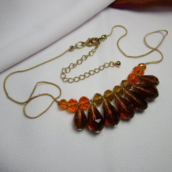 Vintage Crystal Bead Bib Style Necklace - Picture 5 of 7